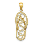 Load image into Gallery viewer, 14K Yellow Gold Multi Heart Flip-Flop With Pink Enamel Charm Pendant