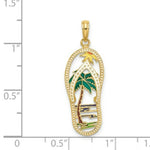 Load image into Gallery viewer, 14K Yellow Gold Enamel Palm Tree Flip-Flop Charm Pendant