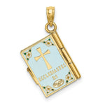 Load image into Gallery viewer, 14K Yellow Gold 3-D With Enamel Ecclesiastes Book With Moveable Pages Charm Pendant