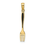 Load image into Gallery viewer, 14K Yellow Gold With Black Enamel 3-D Table Fork Charm Pendant