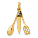 Load image into Gallery viewer, 14K Yellow Gold 3-D Enamel Butcher Knife, Spoon & Spatula Moveable Charm Pendant