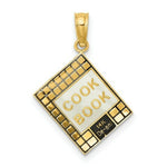Load image into Gallery viewer, 14K Yellow Gold With Black Enamel 3-D Cook Book Charm Pendant