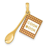 Load image into Gallery viewer, 14K Yellow Gold With Enamel 3-D Cook Book & Wood Spoon Charm Pendant