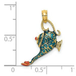 Load image into Gallery viewer, 14K Yellow Gold With Enamel 3-D Textured Blue Genie Lamp Charm Pendant