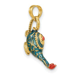 Load image into Gallery viewer, 14K Yellow Gold With Enamel 3-D Textured Blue Genie Lamp Charm Pendant