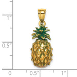 Load image into Gallery viewer, 14K Yellow Gold Enamel & Polished 3-D Pineapple Charm Pendant