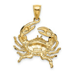 Load image into Gallery viewer, 14K Yellow Gold 2-D With Blue Enamel Stone Crab Charm Pendant