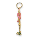 Load image into Gallery viewer, 14K Yellow Gold 3-D Pink Enamel Flamingo Charm Pendant