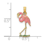 Load image into Gallery viewer, 14K Yellow Gold 3-D Pink Enamel Flamingo Charm Pendant