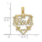 Load image into Gallery viewer, 14K Yellow Gold Love In Heart With Floral Design Charm Pendant