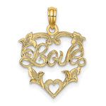 Load image into Gallery viewer, 14K Yellow Gold Love In Heart With Floral Design Charm Pendant