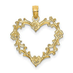 Load image into Gallery viewer, 14K Yellow Gold Cut-Out Floral Heart Charm Pendant