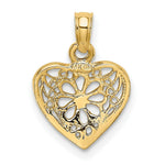 Load image into Gallery viewer, 14K Yellow Gold 2-D Filigree Heart With Flower Design Charm Pendant