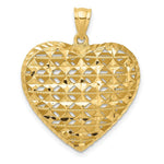 Load image into Gallery viewer, 14K Yellow Gold Diamond-cut 3-D Puffed Heart With Marquise Pattern Charm Pendant