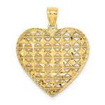 Load image into Gallery viewer, 14K Yellow Gold Diamond-cut 3-D Puffed Heart With Marquise Pattern Charm Pendant