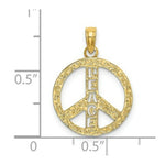 Load image into Gallery viewer, 14K Yellow Gold Flat & Textured Peace Sign Charm Pendant