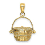 Load image into Gallery viewer, 14K Yellow Gold 3-D Moveable NANTUCKET BASKET Charm Pendant