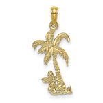 Load image into Gallery viewer, 14K Yellow Gold Palm Tree With Cactus Charm Pendant