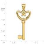 Load image into Gallery viewer, 14K Yellow Gold Key With Pretzel Heart Charm Pendant