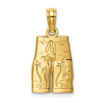 Load image into Gallery viewer, 14K Yellow Gold Engraved Board Shorts With Palm Trees Charm Pendant