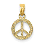 Load image into Gallery viewer, 14K Yellow Gold Flat & Textured Mini Peace Sign Charm Pendant