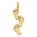 Load image into Gallery viewer, 14K Yellow Gold Polished Triple Vertical Feet Charm Pendant