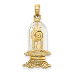 Load image into Gallery viewer, 14K Yellow Gold With Enamel 3-D Moveable Clock In Glass Dome Charm Pendant