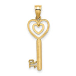 Load image into Gallery viewer, 14K Yellow Gold Key With Heart Sweet 16 Charm Pendant