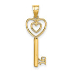 Load image into Gallery viewer, 14K Yellow Gold Key With Heart Sweet 16 Charm Pendant