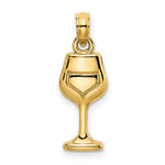 Load image into Gallery viewer, 14K Yellow Gold 2-D WINE GLASS Charm Pendant