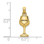Load image into Gallery viewer, 14K Yellow Gold 2-D WINE GLASS Charm Pendant