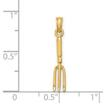 Load image into Gallery viewer, 14K Yellow Gold 3-D HP Fork Garden Tool Charm Pendant