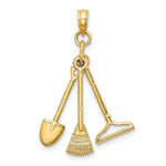 Load image into Gallery viewer, 14K Yellow Gold 3-D Moveable Garden Tool Collection Charm Pendant