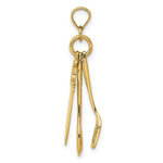 Load image into Gallery viewer, 14K Yellow Gold 3-D Moveable Spatula, Spoon, & Knife Charm Pendant