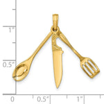 Load image into Gallery viewer, 14K Yellow Gold 3-D Moveable Spatula, Spoon, & Knife Charm Pendant