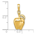 Load image into Gallery viewer, 14K Yellow Gold 3-D Apple With Stem & Leaf Charm Pendant