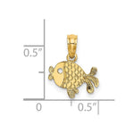 Load image into Gallery viewer, 14K Yellow Gold Flat & Engraved PLAYFUL FISH Charm Pendant
