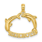 Load image into Gallery viewer, 14K Yellow Gold 2-D & Polished REHOBOTH With Jumping Dolphins Charm Pendant