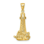 Load image into Gallery viewer, 14K Yellow Gold Lighthouse With Wave Charm Pendant