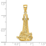 Load image into Gallery viewer, 14K Yellow Gold Lighthouse With Wave Charm Pendant