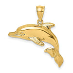 Load image into Gallery viewer, 14K Yellow Gold 2-D Polished and Engraved Dolphin Charm Pendant
