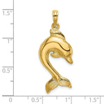 Load image into Gallery viewer, 14K Yellow Gold 2-D Polished Dolphin Jumping Charm Pendant