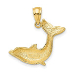 Load image into Gallery viewer, 14K Yellow Gold 2-D Textured Dolphin Jumping Charm Pendant