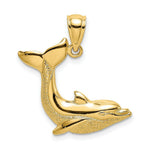 Load image into Gallery viewer, 14K Yellow Gold 2-D Textured Dolphin Jumping Charm Pendant
