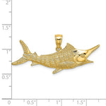 Load image into Gallery viewer, 14K Yellow Gold 2-D Textured Marlin Fish Charm Pendant