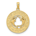 Load image into Gallery viewer, 14K Yellow Gold SAINT AUGUSTINE On Round With Dolphins Charm Pendant