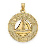 Load image into Gallery viewer, 14K Yellow Gold ANNAPOLIS, MD Round Frame With Sailboat Charm Pendant