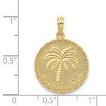 Load image into Gallery viewer, 14K Yellow Gold JAMAICA & PALM TREE On Disk Charm Pendant