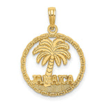 Load image into Gallery viewer, 14K Yellow Gold Jamaica Under Palm Tree In Disk Charm Pendant