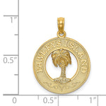Load image into Gallery viewer, 14K Yellow Gold PAWLEYS ISLAND Round Frame With Palm Tree Charm Pendant